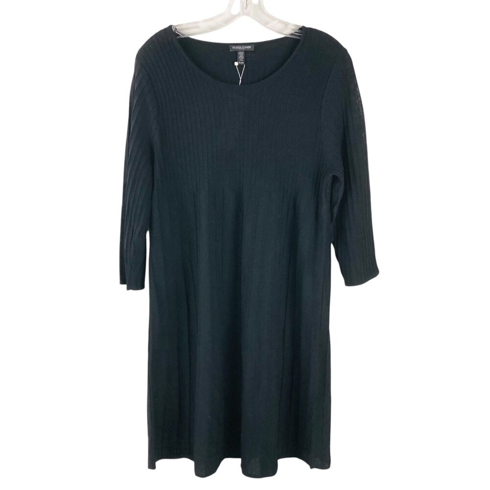 Eileen Fisher Washable Wool Ribbed Knit Dress